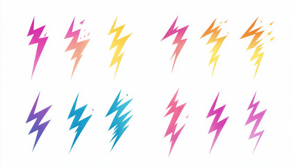 Obraz premium Lightning icons and symbols set on white background, such a template. Jpeg version also available in gallery