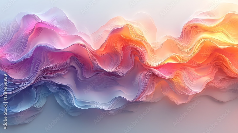 Poster Vibrant Abstract Waves of Color in Flowing Gradients and Texture