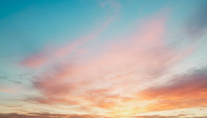 A calming mix of colors in the early evening sky. Premium photo in the afternoon with warm sky light, Premium background for banner.