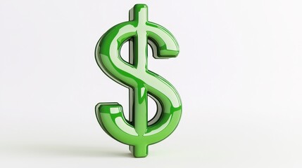 Obraz premium Shiny green dollar sign symbolizing currency and finance.