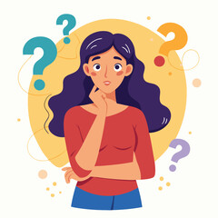 girl thinking vector illustration