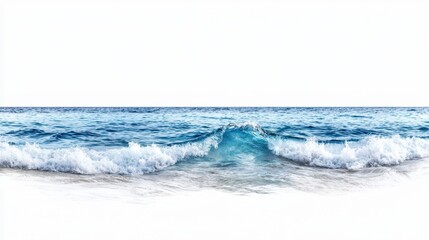 Obraz premium Stunning ocean waves crash against the shore under a clear sky.