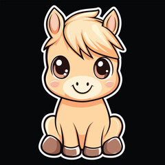 Cute cartoon horse with big eyes and a happy smile