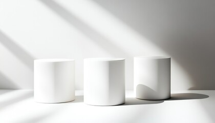 Minimal Black Cylinder Podiums Modern Lifestyle decorated Display on White Background