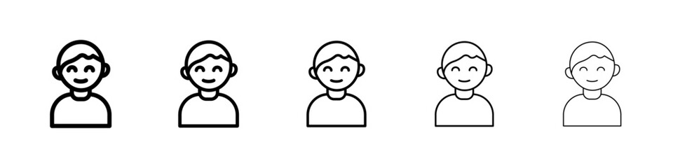 Baby boy icons vectors set in different stroke lines