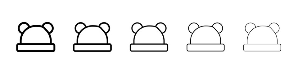Baby hat icons vectors set in different stroke lines
