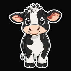 Cute cartoon cow calf smiling