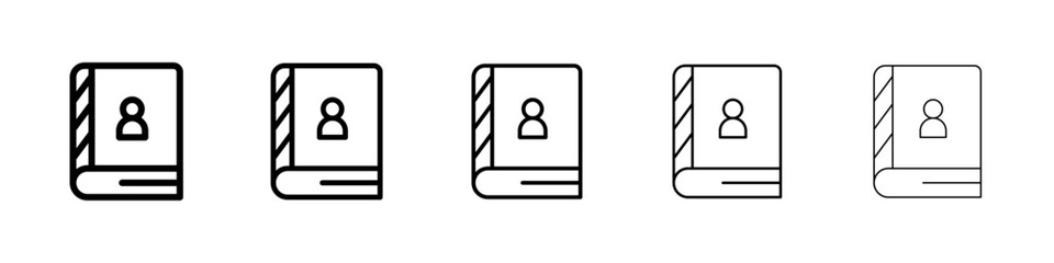Biography icons vectors set in different stroke lines