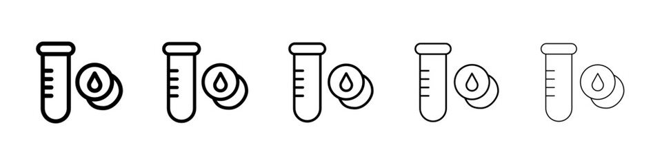 Blood test icons vectors set in different stroke lines