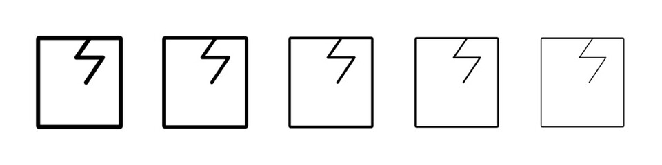 Broken window icons vectors set in different stroke lines