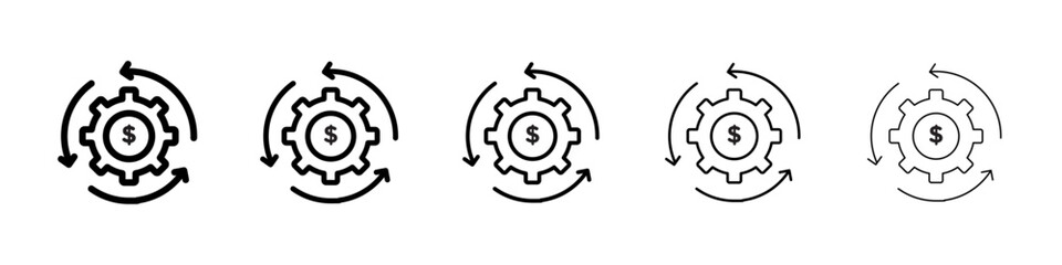 Business model icons vectors set in different stroke lines