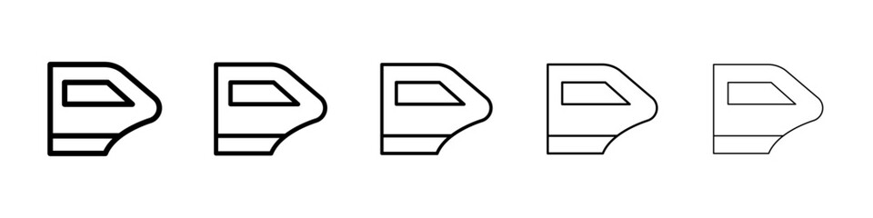 car door icons vectors set in different stroke lines