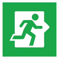 Classic Emergency Exit Vector Icon with Running Figure and Doorway for Safety and Evacuation Plans

