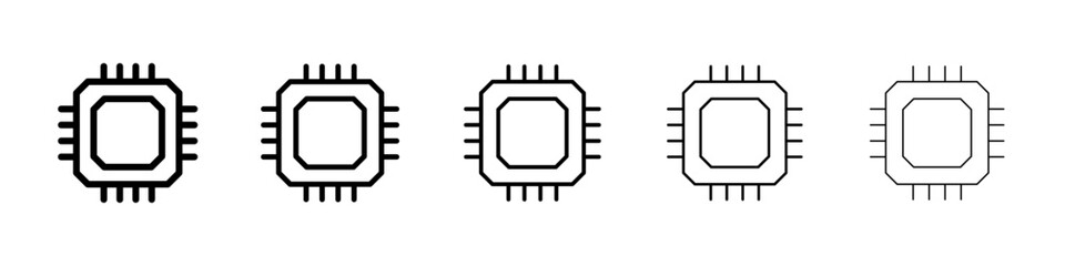 Chip icons vectors set in different stroke lines