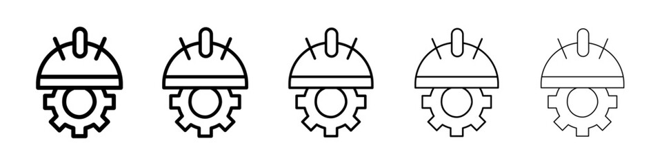 Construction worker icons vectors set in different stroke lines