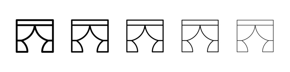 Curtains icons vectors set in different stroke lines