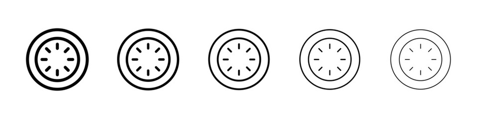 Cucumber slice icons vectors set in different stroke lines