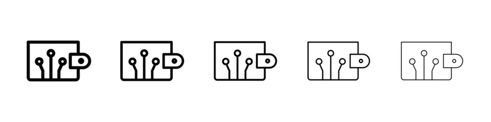 Digital wallet icons vectors set in different stroke lines