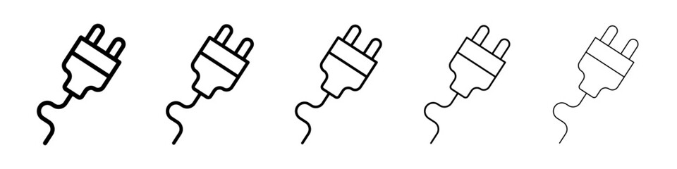 Electrical plug icons vectors set in different stroke lines