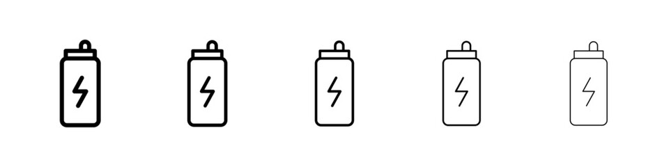 Energy drink icons vectors set in different stroke lines