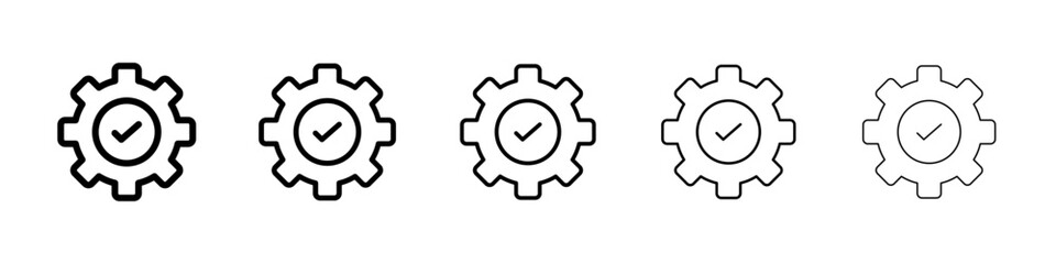 Execution icons vectors set in different stroke lines