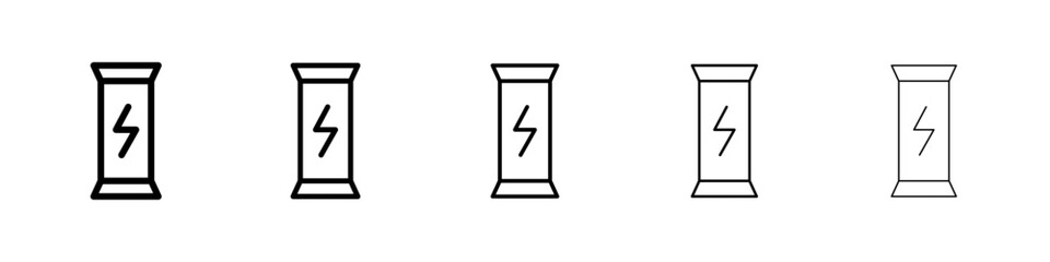 Energy bar icons vectors set in different stroke lines