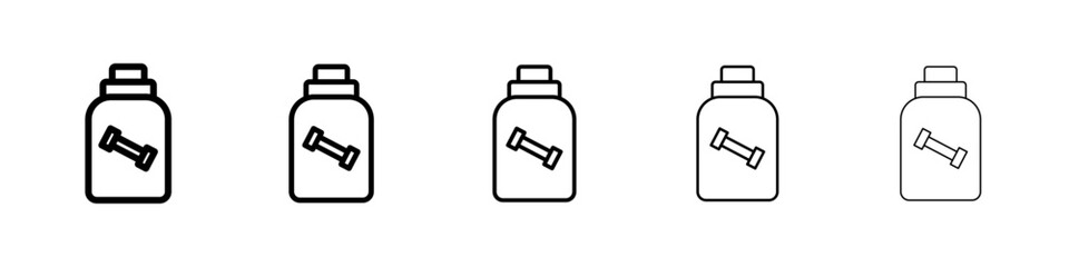 Fitness supplement icons vectors set in different stroke lines