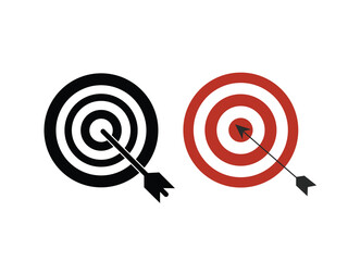 Realistic Two Different target and arrow icon. Goal achievement concept. Vector illustration.