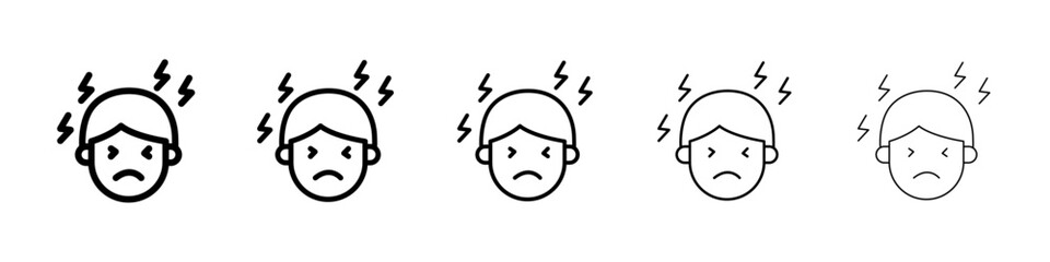 Headache icons vectors set in different stroke lines icons vectors set in different stroke lines