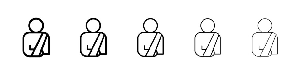 Injury icons vectors set in different stroke lines