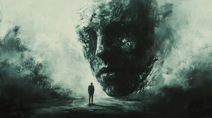 Surreal Face: A Dark and Brooding Contemplation