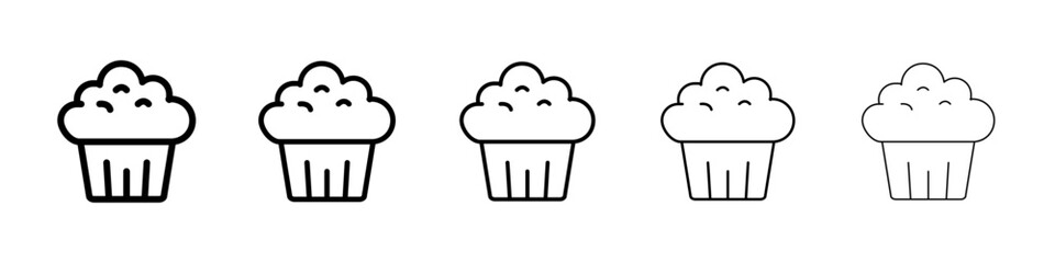 Muffin icons vectors set in different stroke lines