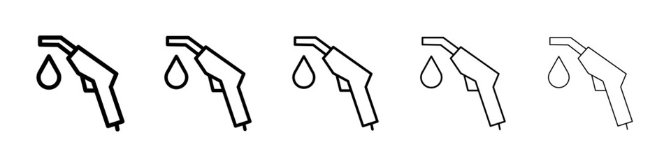 Petrol icons vectors set in different stroke lines
