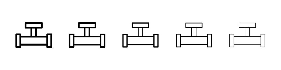 Pipe valve icons vectors set in different stroke lines
