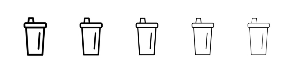 Protein shake icons vectors set in different stroke lines