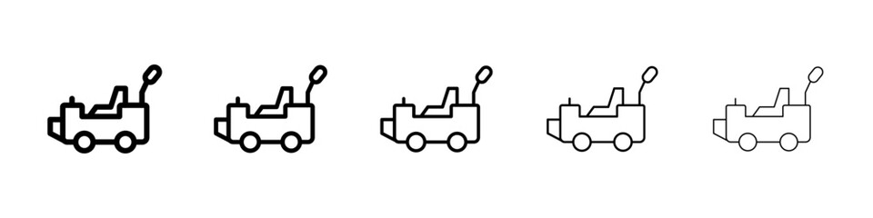 Pushing car icons vectors set in different stroke lines