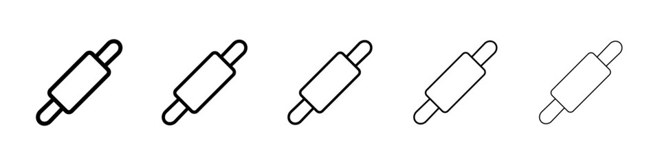 Rolling pin icons vectors set in different stroke lines
