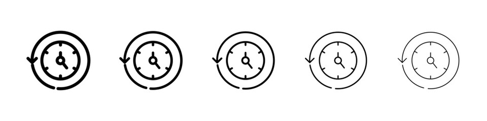 Rewind time icons vectors set in different stroke lines