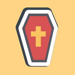 Obraz premium Sticker coffin. Day of the dead celebration elements. Good for prints, posters, logo, party decoration, greeting card, etc.