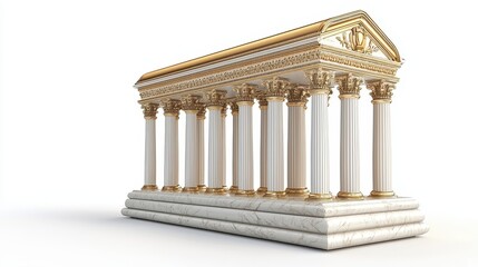 Fototapeta premium White Marble and Gold Temple Model Digital Rendering