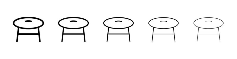 Stool icons vectors set in different stroke lines