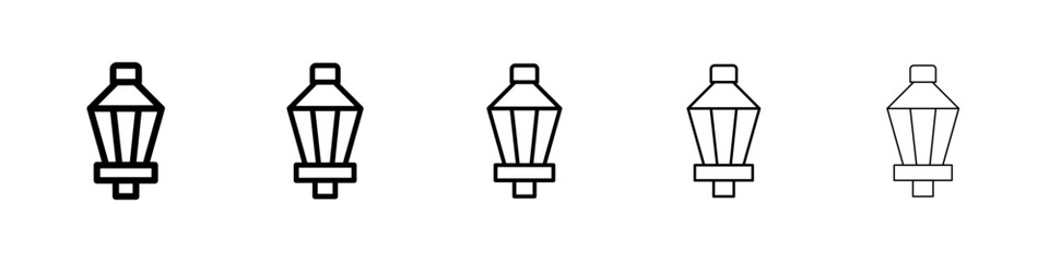 Street lamp icons vectors set in different stroke lines