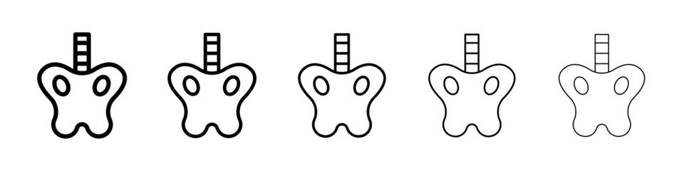 Thyroid icons vectors set in different stroke lines