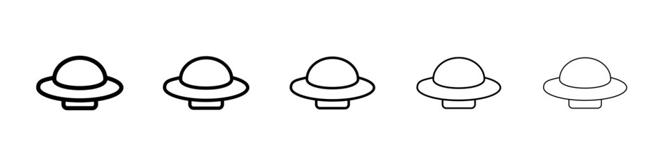 UFO icons vectors set in different stroke lines
