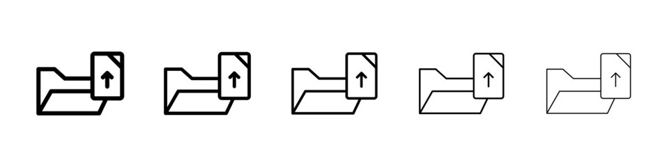 Upload file icons vectors set in different stroke lines
