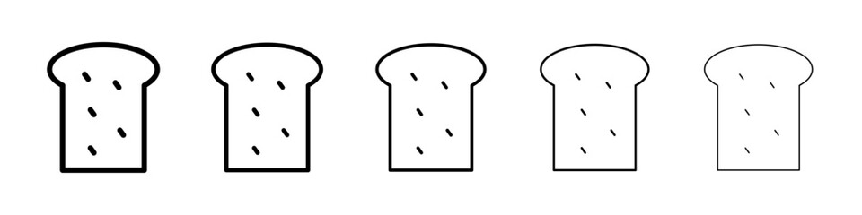 White bread icons vectors set in different stroke lines