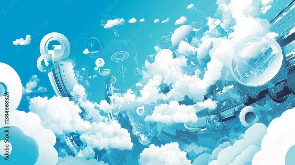 Poster isometric web servers. cloud services, technology and networking. landing page concept. header of we