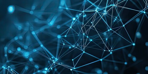 Blue Nodes Connected with Lines Creating a Network Visualization Effect