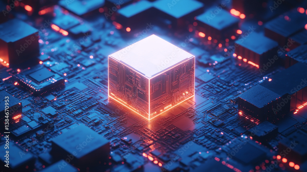 Aufkleber supercomputer server with central processing units isometric vector illustration. big data processin
