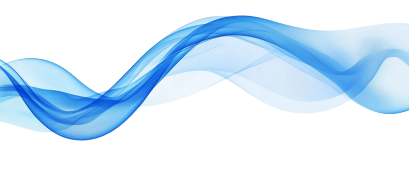Abstract blue wavy lines background with transparent color and white background.
